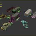 Various Military Vehicle Models Featuring Trucks Trailers And Cargo Carriers 3d model