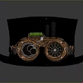 Steampunk Top Hat With Vintage Mechanical Gear Brass Components And Black Fabric