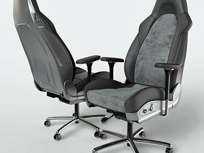 Modern Ergonomic Office Chair With Gray Fabric Black Frame And Caster Wheels 3d model