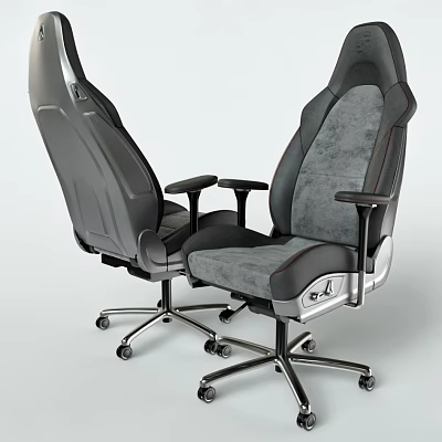 Modern Ergonomic Office Chair With Gray Fabric Black Frame And Caster Wheels 3d model