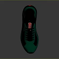Green And Black Stylish Sneakers With Red Label On Tongue And Sleek Design