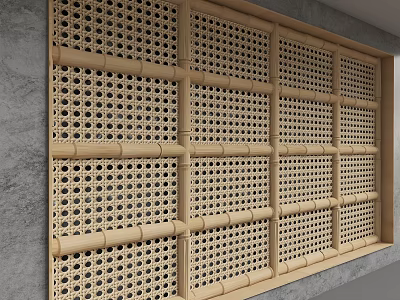 Wooden Lattice Partition With Perforated Panel Design For Home Interior Decoration 3d model