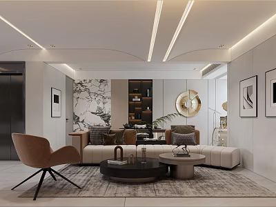 Modern Tea Room Interior With Cozy Seating And Art Decor 3d model