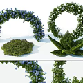 Stunning Flower and Plant Decorations Featuring Blue Arch White Wreath Green Bush Aloe Like Plant