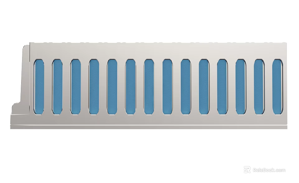 Stainless Steel Hardware Tool Strip with Blue Rectangular Holes Design 3d model 