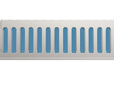 Stainless Steel Hardware Tool Strip with Blue Rectangular Holes Design 3d model