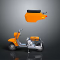 Orange Scooter Design With Black Seat And Modern Body Parts Detailed View
