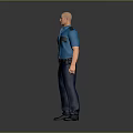 Game Movie Male Character With Blue Shirt Black Pockets Blue Pants Black Belt Standing Pose