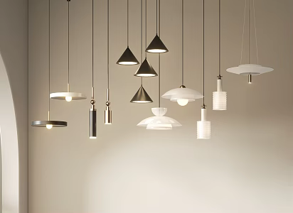 Modern cream small chandelier 3d model