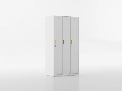White Double Door Bookcase With Gold Handles And Sleek Modern Design 3d model
