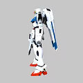 Gundam Game Anime Character Standing Pose With White Blue Red Armor Weapon And Number 01