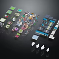 Colorful Modular Building Components With Various House Models And Different Shapes Blocks