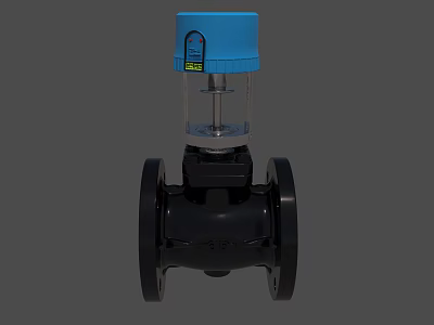Industrial Equipment Valve Featuring Blue Top Black Body And Flange Connection 3d model