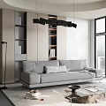 Modern living room sofa side table floor lamp bookcase 3d model
