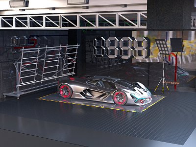 Modern Garage Car Room Parking Room Racing Car Garage 3d model