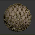 Decorative Sphere With Intricate Golden Mesh And Pink Interior Design 3d model