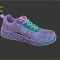 Blue Sports Shoes With Knitted Upper And Pink Stripe For Casual Daily Use