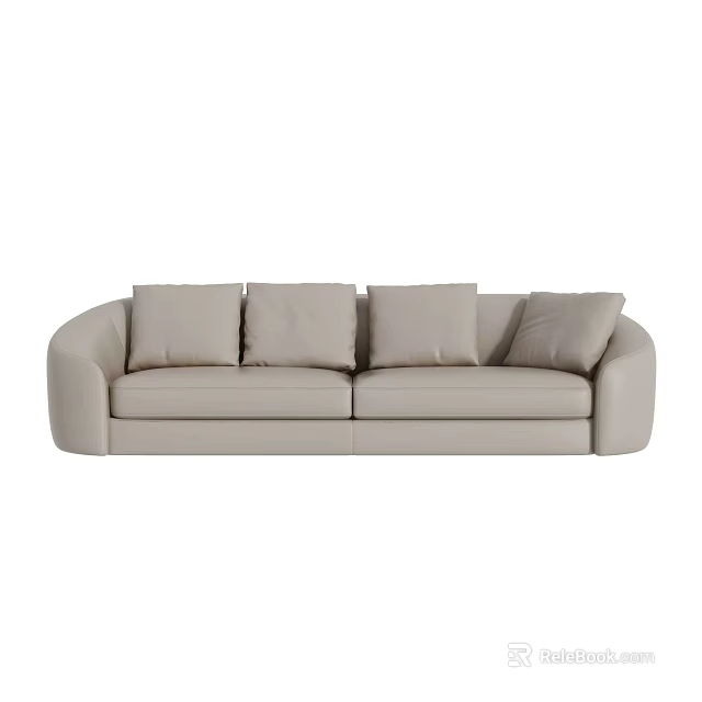 Light Gray Modern Sofa Set With Plush Cushions And Minimalist Design 3d model