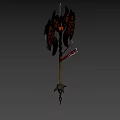 Mythical Dragon Wing Weapon With Glowing Spike Black Metal And Fiery Red Lava Texture