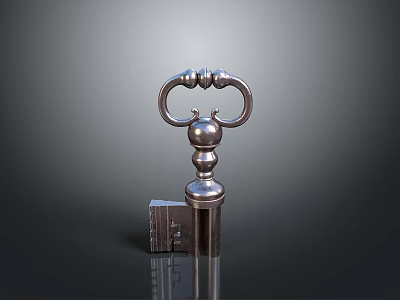 Hardware Tool Metal Key With Decorative Top And Ornate Design Elements 3d model