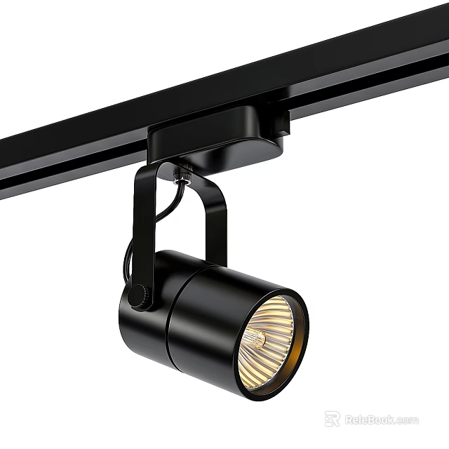 Modern Black Track Spotlight With Metal Housing And Adjustable Head For Home Lighting 3d model 