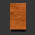 Modern Orange Textured Cabinet With Two Drawers Two Doors And Black Handles