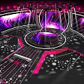 Colorful Stage Design Featuring Purple Pink Lighting Circular Structure And Illuminated Center