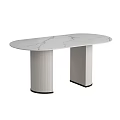 Modern Dining Table and Chairs Set with Beige Upholstered Seats and Marble Tabletop