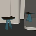 Modern Transparent Blue Stools With White Seats In Minimalist Interior Space 3d model