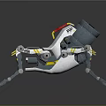 Futuristic Mechanical Spider Creature With Multiple Legs And Red Circular Metallic Body 3d model