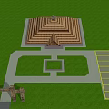 Ancient Architecture With Maze Like Structure On Green Grassland And Stone Path
