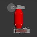 Red Metal Equipment With Grinding Surface And Circular Disc On Stable Base