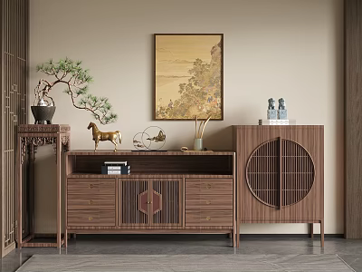 New Chinese-style Sideboard Entrance Cabinet Side Cabinet Storage Cabinet Flower Rack 3d model