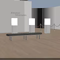Cultural Art Gallery Interior With Hanging Paintings Wooden Flooring Benches And Ceiling Lights