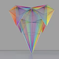 Rainbow Colored Heart Shaped Polyhedral Decorative Ornament Set With Transparent Material And Geometric Design