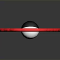 Red Concentric Rings Surrounding Black And White Sphere On Black Background