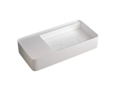 Sleek White Rectangular Modern Washbasin With Smooth Surface And Minimalist Design 3d model