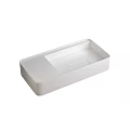Sleek White Rectangular Modern Washbasin With Smooth Surface And Minimalist Design