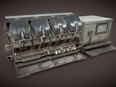 Industrial Mechanical Device With Multiple Metal Compartments And Heavy Duty Structure 3d model