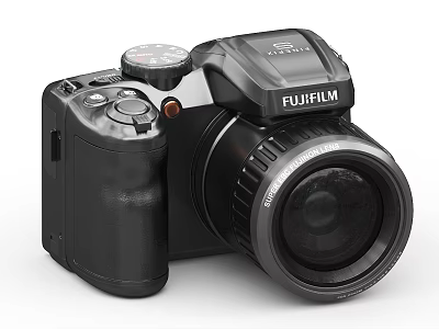 Fujifilm Digital Camera With Black Body And Professional Lens Design 3d model