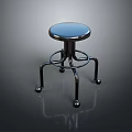 Modern Chrome Stool With Round Seat And Sturdy Metal Legs Design