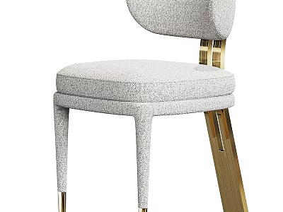 Elegant Modern Accent Chair With Light Gray Fabric Curved Backrest And Gold Metal Legs 3d model