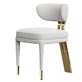 Elegant Modern Accent Chair With Light Gray Fabric Curved Backrest And Gold Metal Legs