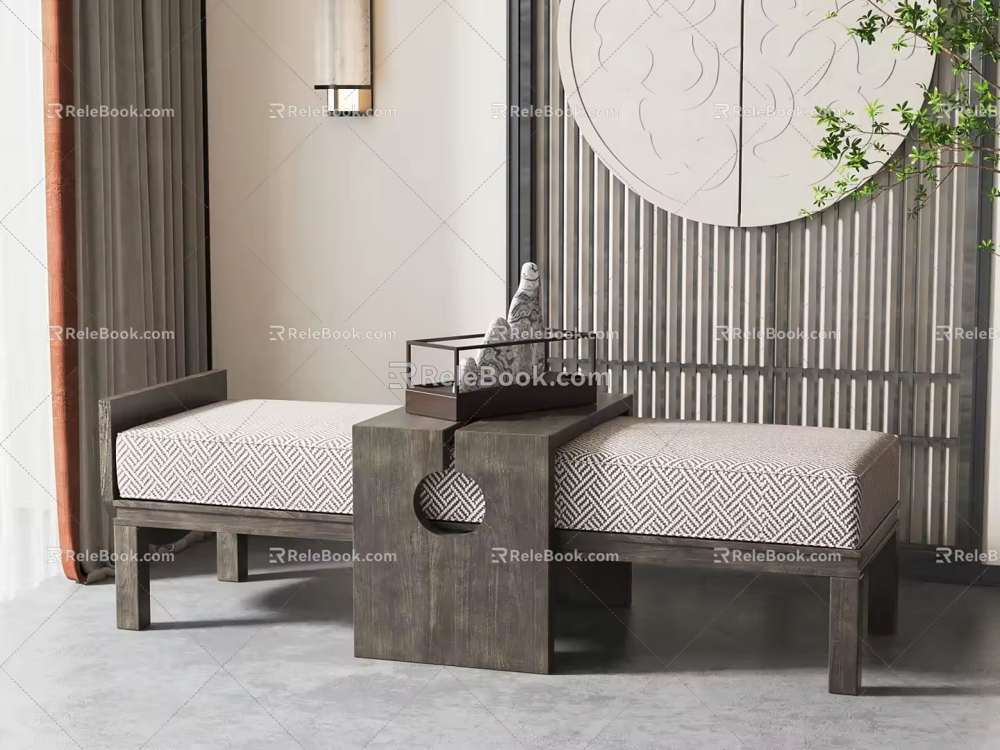 New Chinese Style Sofa Stool 3d model