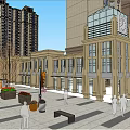 Modern Commercial Street Featuring Contemporary Buildings Pedestrians And Shop Fronts