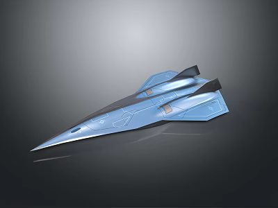 Futuristic Blue Sci Fi Aircraft With Sleek Aerodynamic Design And Metallic Finish 3d model