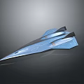 Futuristic Blue Sci Fi Aircraft With Sleek Aerodynamic Design And Metallic Finish