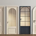 Various Interior Hinged Doors With Glass Panels And Different Design Styles 3d model