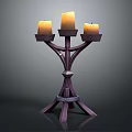 Elegant Dark Candelabra Furniture Design With Three Lit Candles And Intricate Stand