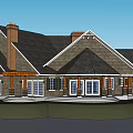 Traditional Single Family Home With Gabled Roof Chimney And Front Porch Wooden Trim